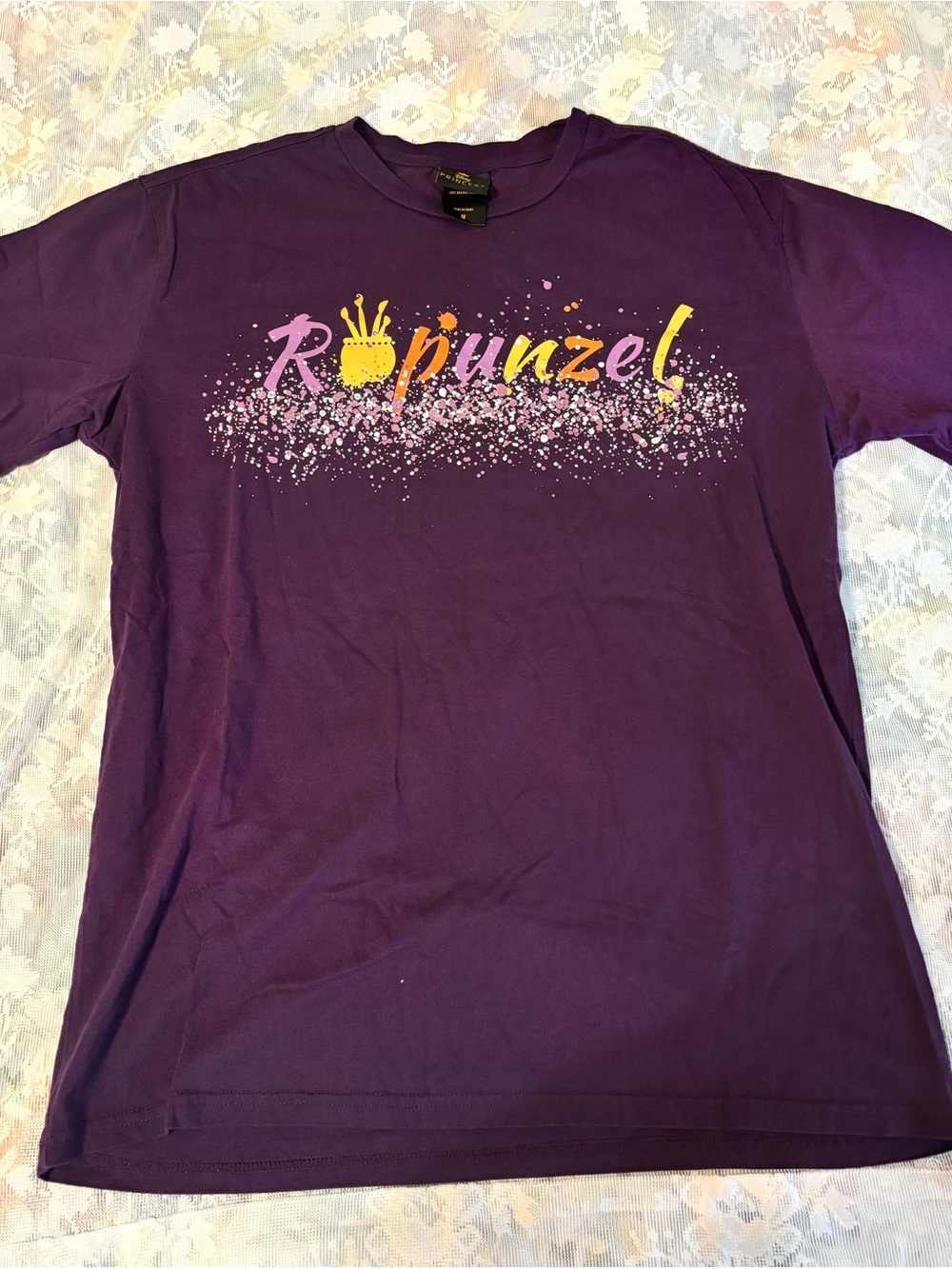 Disney Purple Rapunzel Tee with Yellow & Pink Graphic